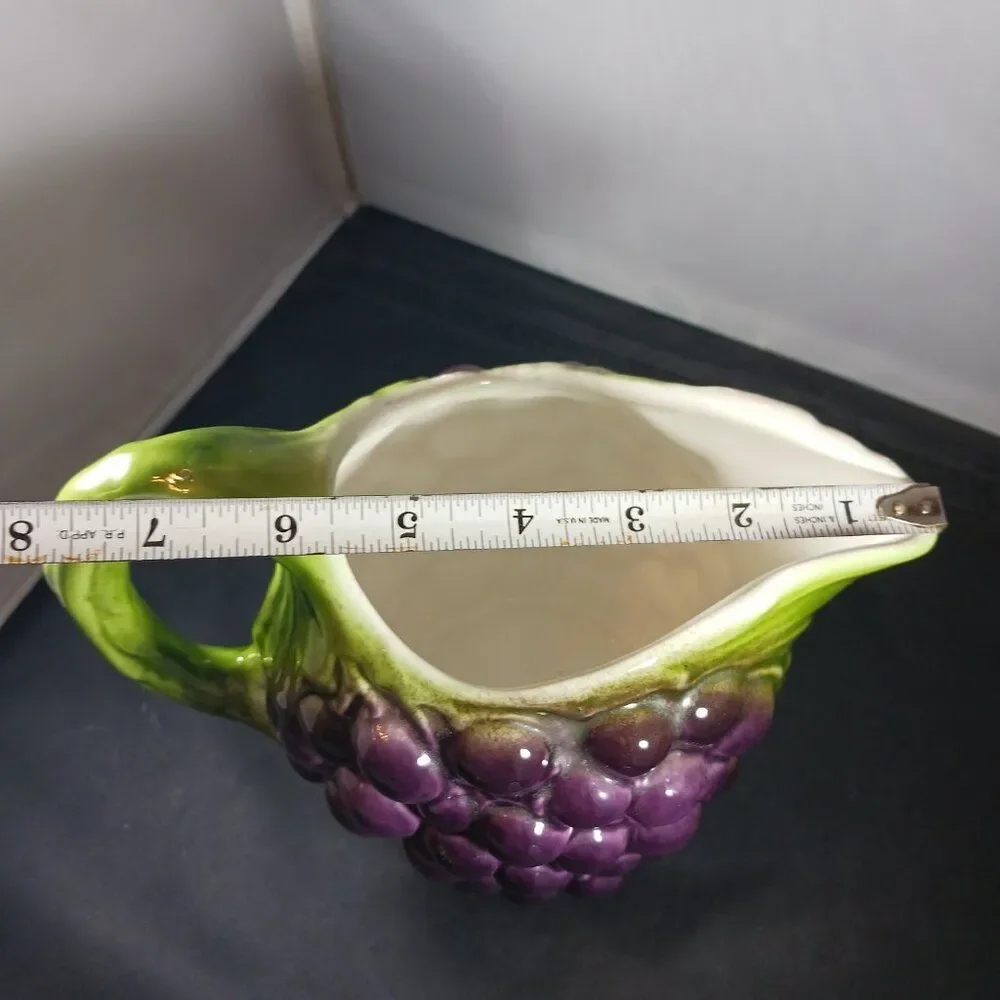 Vintage Pier 1 Majolica Grape Vine Pitcher 3D Made in Italy